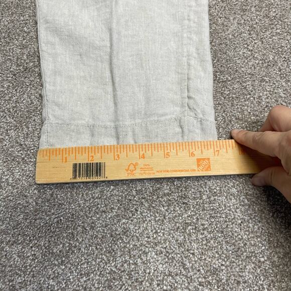 Athleta womens Linen Tapered Ankle Leg Pants Snap Pockets Natural Beige size 12 - Picture 3 of 12